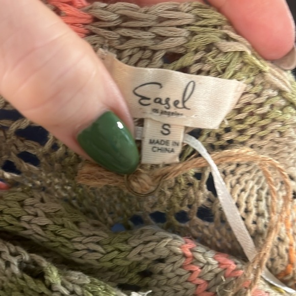 Easel Open Knit Sweater NWT Cropped Earth Tones Size Small Oversized - Picture 7 of 10